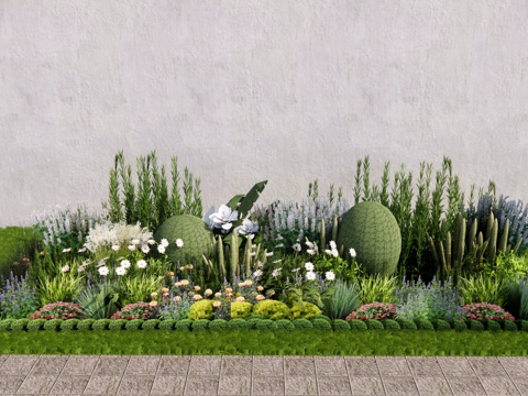 植物组团 花境 花草组合 乔灌木 造型树su模型