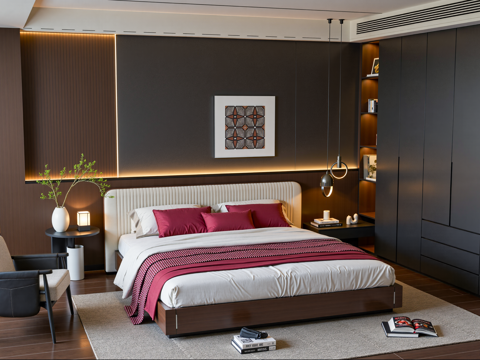 现代简约家居卧室su模型