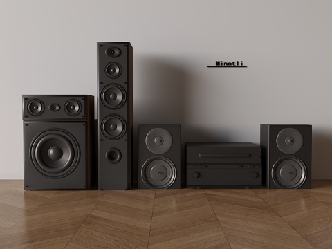 落地音响低音炮 音响影音设备su模型