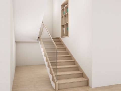 现代玻璃楼梯扶手 简约楼梯扶手 玻璃护栏 转角楼梯扶手su模型