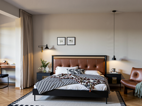 中古侘寂家居卧室su模型