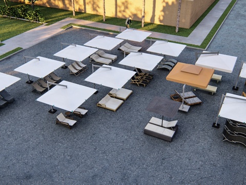 伞座 外摆 休闲桌椅 景观小品 沙发卡座su模型