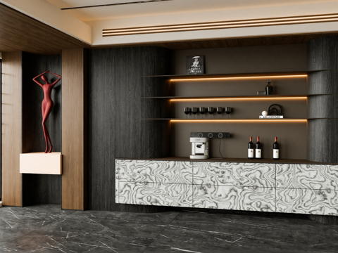 意式餐边柜su模型