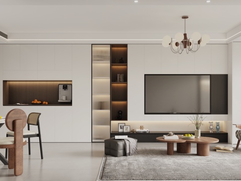  中古风客餐厅 中古风餐桌 中古风沙发 中古风吊灯 中古风酒柜3d模型 