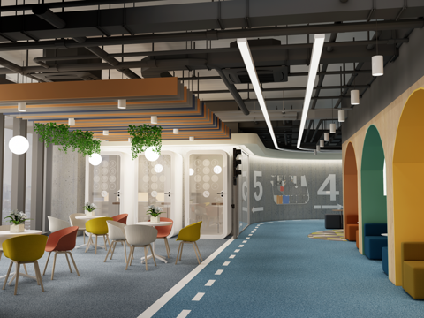 办公 办公休闲区 休闲区 互联网办公su模型