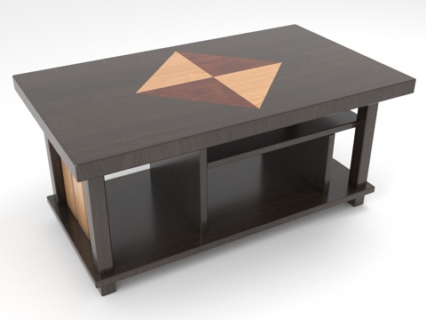  茶几 实木茶几 三角图案茶几 储物茶几 现代风格茶几3d模型 