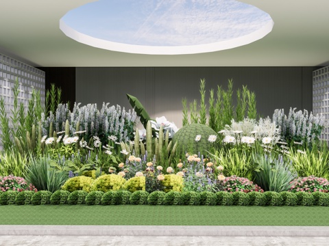 植物组团 花境 花草组合 乔灌木 造型树su模型