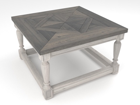  茶几 实木茶几 方形茶几 欧式茶几 复古茶几3d模型 