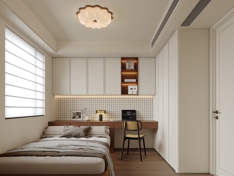 美式榻榻米卧室 主卧 次卧 儿童房su模型