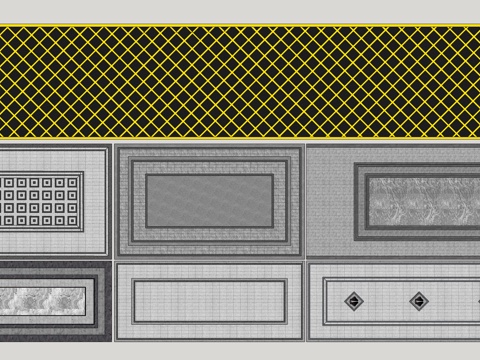 铺装 广场砖 广场铺装 地面画线su模型