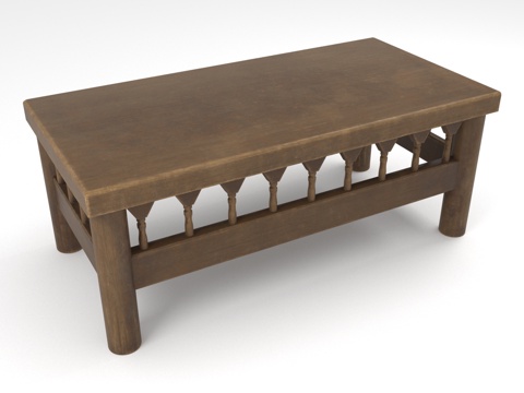  茶几 实木茶几 简约茶几 客厅茶几 复古茶几3d模型 