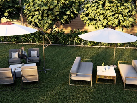 伞座 外摆 休闲桌椅 景观小品su模型