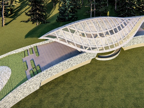 景观天桥 廊桥 创意建筑su模型