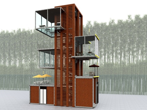 塔楼 景观亭su模型