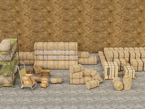 草垛 农耕小品 露营小品su模型