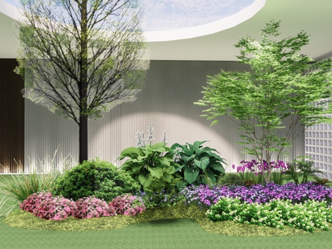 植物组团 花境 花草组合 乔灌木 造型树su模型