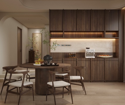  新中式餐厅 中式餐厅 宋式美学餐厅 中古风餐厅 开放式餐厅3d模型 