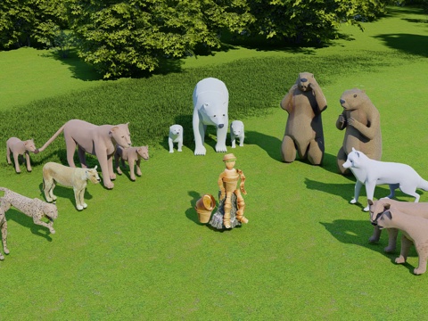 现代商业雕塑 动物雕塑 商业街小品 卡通雕塑su模型