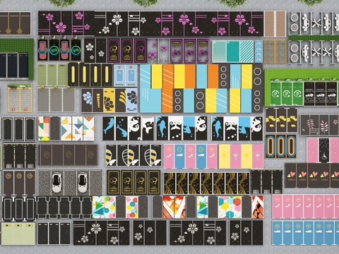 现代停车场 生态停车场 户外停车场su模型