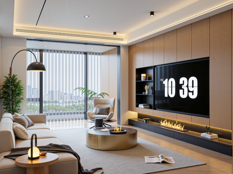 现代家居客厅su模型