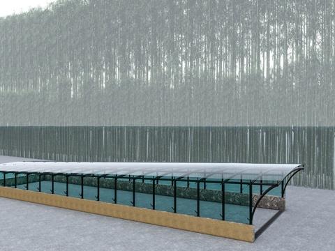 地下车库入口 车棚 车库廊架 雨棚su模型