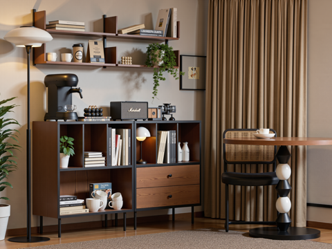 中古风餐边柜su模型