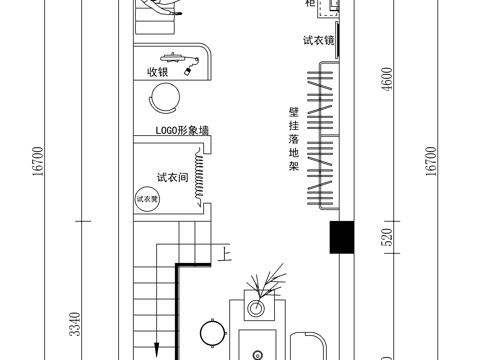 现代极简奶油风服装店平面方案cad施工图
