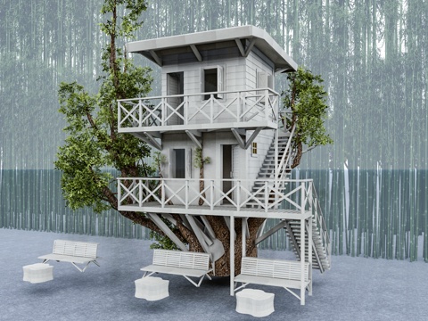 塔楼 景观亭su模型