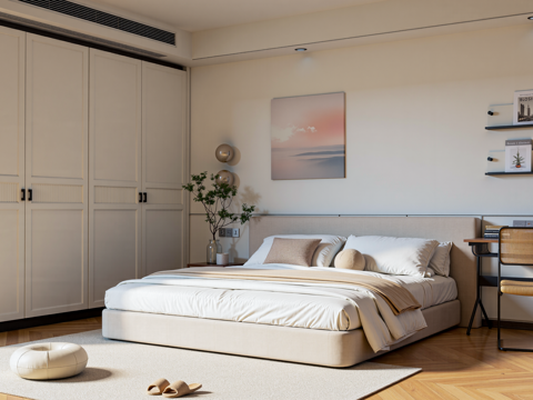 现代家居卧室su模型