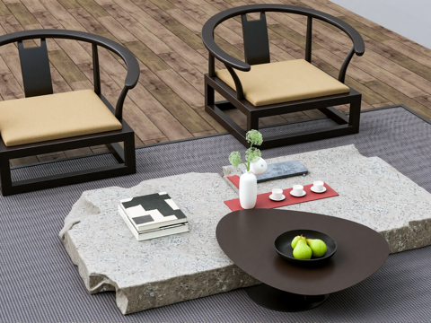 侘寂现代茶几su模型