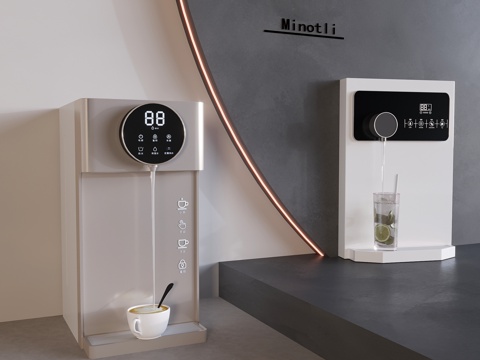 现代直饮机管线机 饮水机净水器 拉花咖啡柠檬水su模型