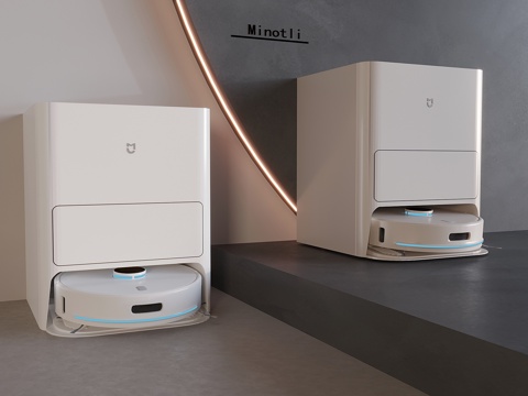 扫地机器人洗地机 洗脱一体拖地机su模型