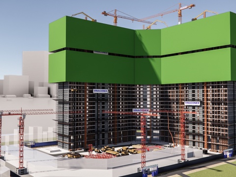 小区建筑 小区施工工地 施工过程 烂尾楼su模型