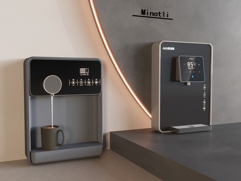 现代直饮机管线机 饮水机净水器su模型