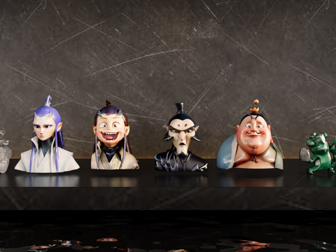 现代雕塑 哪吒 手办 摆件su模型