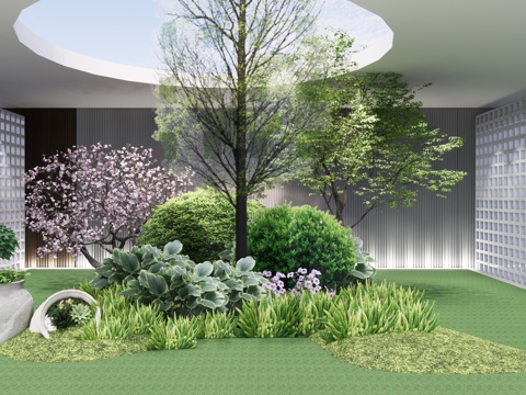 植物组团 花境 花草组合 乔灌木 造型树su模型