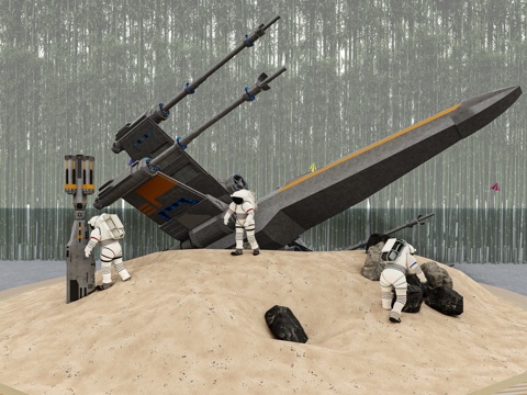 儿童沙坑 太空主题活动区su模型