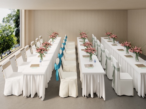  礼堂桌椅 宴会桌椅 会议桌椅3d模型 