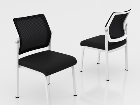  现代办公室 网布会议椅 简易办公椅 培训椅白底图3d模型 