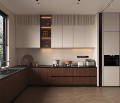 现代开放厨房饰品 厨房玻璃吊柜摆件 燃气灶锅水盆洗碗 意式极su模型