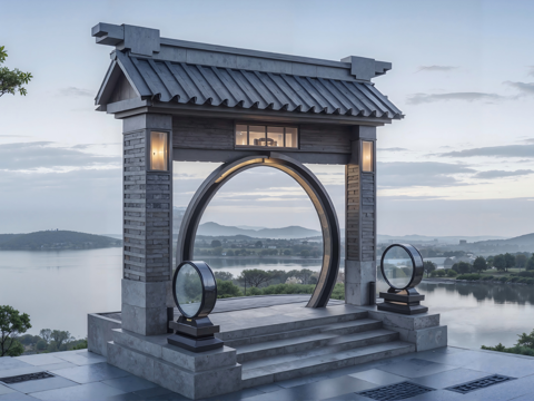 古建小门 古建群 影壁su模型