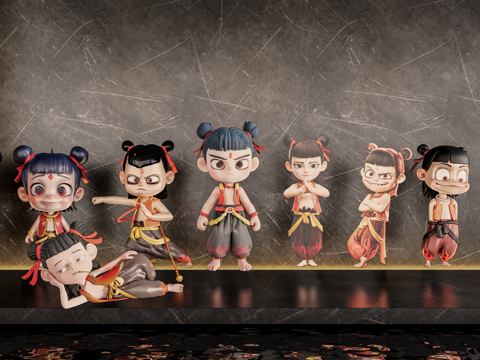 现代雕塑 哪吒 手办 摆件su模型