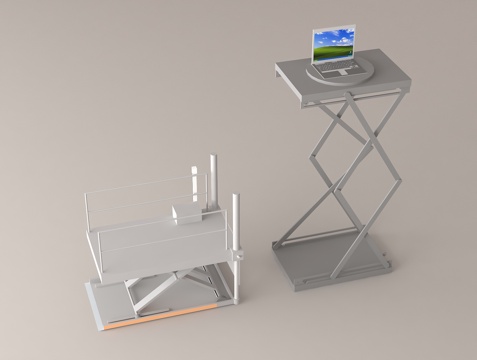 升降工作台 办公升降桌 工业升降台 升降机械su模型