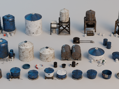 水箱 水桶 储水箱 储水罐 水盆su模型