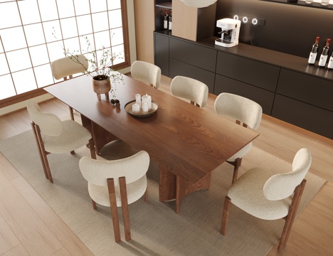 现代餐桌椅 餐厅 餐椅 餐桌su模型