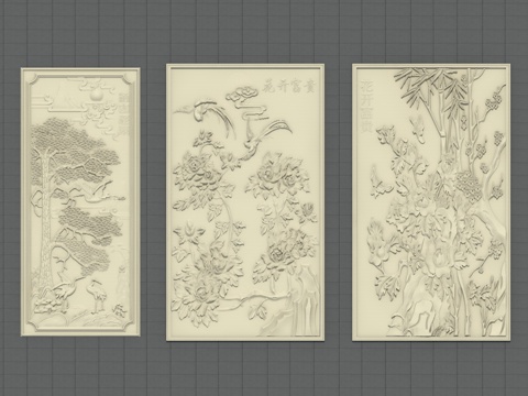 中式花板 中式雕花su模型