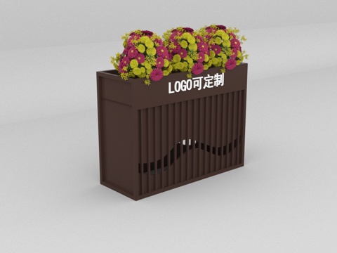  户外褐色方格花篮3d模型 