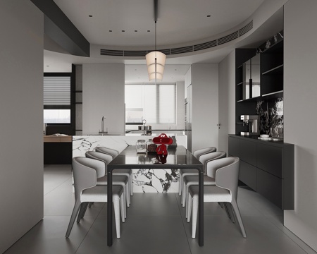 现代家居餐厅su模型