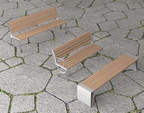 户外长椅 公园座椅 园林家具 木质长椅 公共设施 户外休息区su模型