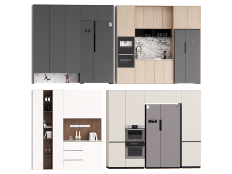 现代餐边柜 橱柜su模型